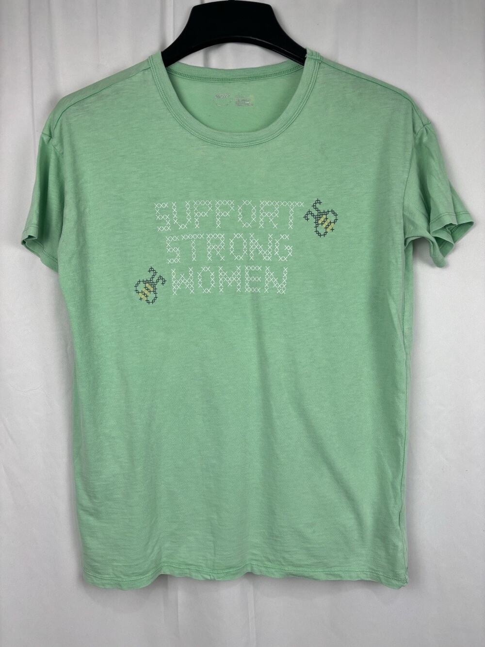 Aerie Support Strong Women Short Sleeve Crew Neck Tshirt Green Oversized XXS